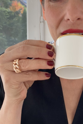  ANELLO GROUMETTE IN ORO ROSA CON BRILLANTI BIANCHI - MorinZamboni